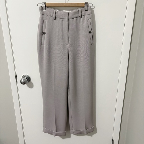 Aritzia Babaton Club Cuffed High Rise Pants Opal GREY size 4 - Picture 2 of 16